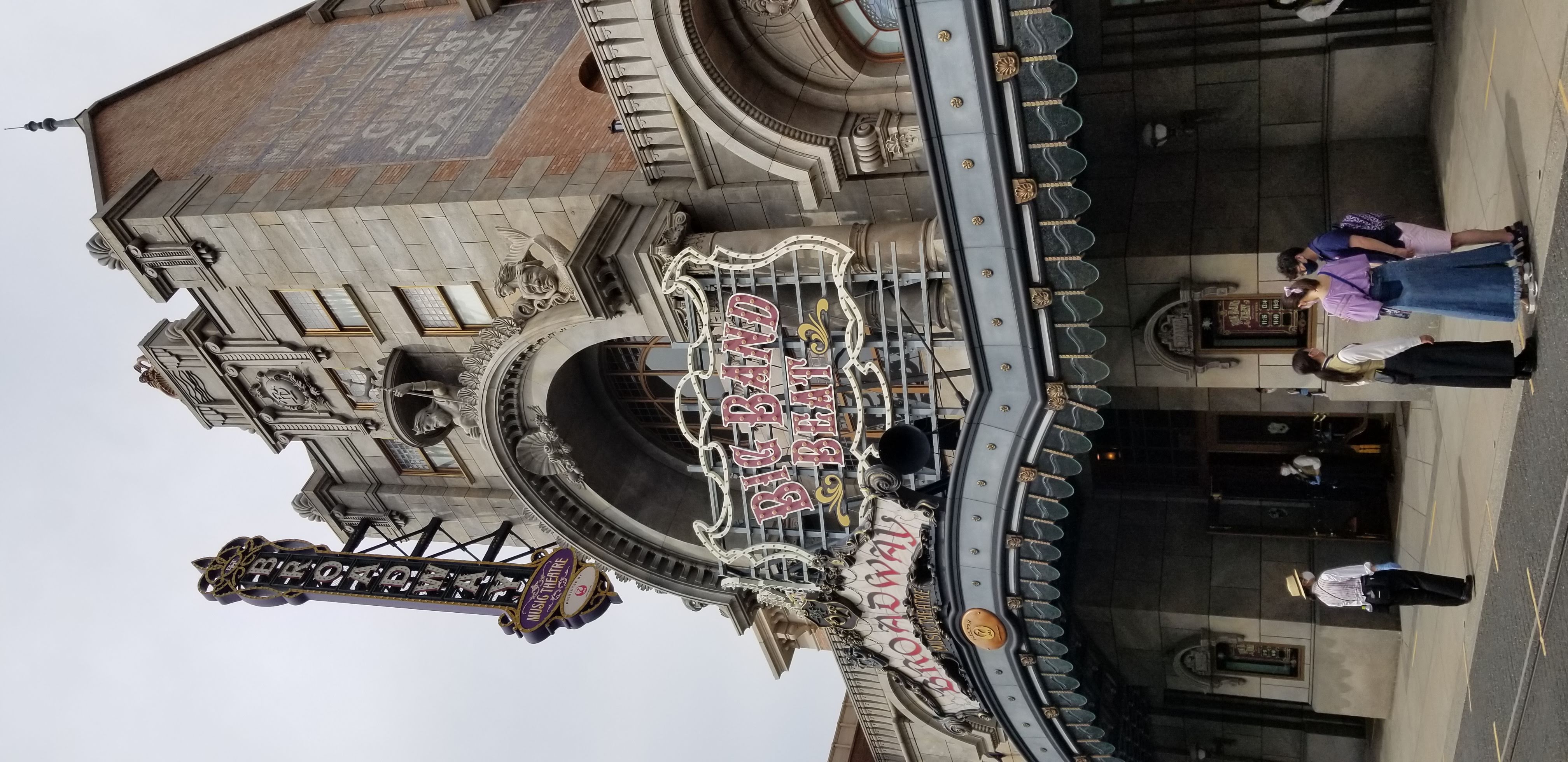 Broadway Music Theatre facade with the Big Band Beat sign at American Waterfront